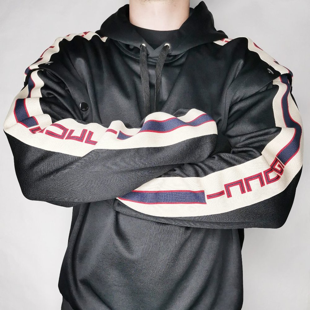 Gucci Technical Jersey Sweatshirt Hoodie Black Size M Perfect Condition w/ Tags